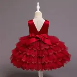 Baby Toddler Girl Tutu Four Layers Princess Sleeveless Dresses Birthday Party Gown Dress
