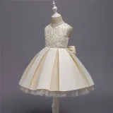 Toddler Girl Embroidered Jewelry Flower Tutu Bowknot Party Gown Dresses
