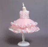 Girl Rainbow Tutu Flower Princess Sleeveless Dresses Two Layers Gown Dress