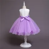 Girl Pearls Tutu Floral Embroidered Bowknot Tutu Gown Dresses