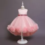 Girl Tutu Flowers Sequins Bowknot Trailing Gown Dresses