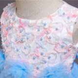 Girl Pearls Tutu Floral Embroidered Bowknot Tutu Gown Dresses