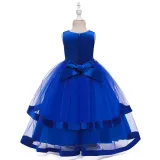 Toddler Girl Embroidered Jewelry Flower Bowknot Two Layers Lace Tutu  Party Gown Dresses