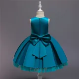 Toddler Girl Embroidered Jewelry Flower Tutu Bowknot Party Gown Dresses