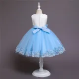 Girl Pearls Tutu Floral Embroidered Bowknot Tutu Gown Dresses