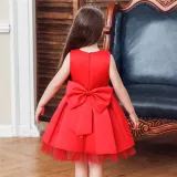 Toddler Girl Embroidered Jewelry Flower Tutu Bowknot Party Gown Dresses