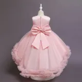 Girl Tutu Flowers Sequins Bowknot Trailing Gown Dresses