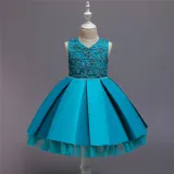 Toddler Girl Embroidered Jewelry Flower Tutu Bowknot Party Gown Dresses