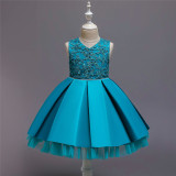 Toddler Girl Embroidered Jewelry Flower Tutu Bowknot Party Gown Dresses