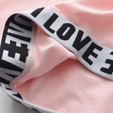 Girl Love Letter Hooded Long Sleeve Sweatshirt and Sports Pants Pink Set Outfit