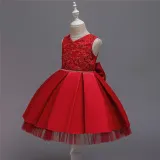 Toddler Girl Embroidered Jewelry Flower Tutu Bowknot Party Gown Dresses