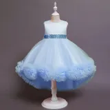 Girl Tutu Flowers Sequins Bowknot Trailing Gown Dresses