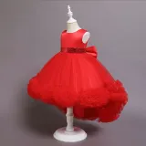 Girl Tutu Flowers Sequins Bowknot Trailing Gown Dresses