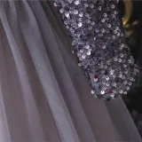 Girl Sequins Long Sleeve Bowknot Tutu Maxi Long Sleevs Gown Dresses