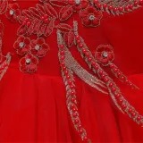 Toddler Girl Embroidered Jewelry Flower Bowknot Two Layers Lace Tutu  Party Gown Dresses