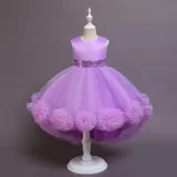 Girl Tutu Flowers Sequins Bowknot Trailing Gown Dresses