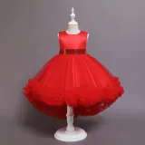 Girl Tutu Flowers Sequins Bowknot Trailing Gown Dresses