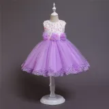 Girl Pearls Tutu Floral Embroidered Bowknot Tutu Gown Dresses