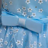 Girl Mesh Floral Embroidered Bowknot Party Maxi Gown Dresses