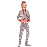 Toddler Kids Boys and Girls Christmas Sleepwear Prints Snow Onesie Jumpsuit Pajamas Set