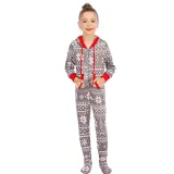 Toddler Kids Boys and Girls Christmas Sleepwear Prints Snow Onesie Jumpsuit Pajamas Set