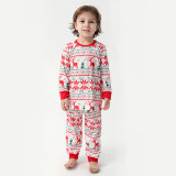 Christmas Family Matching Sleepwear Pajamas Red Deers Trees Graph Printing Strips Sets