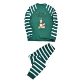 Christmas Family Matching Sleepwear Pajamas Sets Green Stripes Pet Slogan Sets