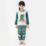 Christmas Family Matching Sleepwear Cute Dinosaur Slogan Tops And Deer Printing Stripes Pants