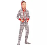 Toddler Kids Boys and Girls Christmas Sleepwear Prints Snow Onesie Jumpsuit Pajamas Set