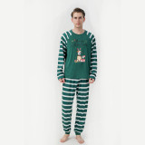 Christmas Family Matching Sleepwear Pajamas Sets Green Stripes Pet Slogan Sets