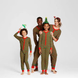 Christmas Family Matching Sleepwear Pajamas Red and Green Strips Jumpsuits Sets