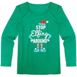 Toddler Kids Boys and Girls Christmas Pajamas Sets Green Slogan Top and Red Stripes Pants