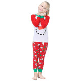 Toddler Kids Boys and Girls Christmas Pajamas Sets Red Snow Man Top and Christmas Trees Pants