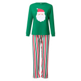 Toddler Kids Boys and Girls Christmas Pajamas Sets Green Santa Claus Top and Red Green Stripes Pants