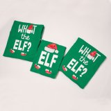 Toddler Kids Boys and Girls Christmas Pajamas ELF Slogan Christmas Hat Top and Green Stripes Pants Sets