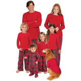 Toddler Kids Boys and Girls Christmas Pajamas Sets Red Top and Plaids Pant