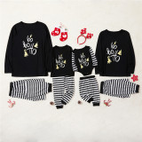 Toddler Kids Boys and Girls Christmas Pajamas Sets Black Slogan Hohoho Top and Stripes Pants