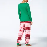 Toddler Kids Boys and Girls Christmas Pajamas Sets Green Slogan Top and Red Stripes Pants
