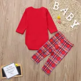 Toddler Kids Boys and Girls Christmas Pajamas Sets Red Santa Claus Top and Plaid Pant