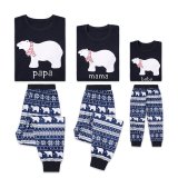 Toddler Kids Boys and Girls Christmas Pajamas Navy Papa Mama Bear Top and Snow Geometrical Pattern Pants Sets