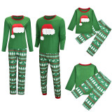 Toddler Kids Boys and Girls Christmas Pajamas Sets Green Christmas Hat Top and Deers Trees Pants
