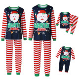 Toddler Kids Boys and Girls Christmas Pajamas Sets Navy Santa Claus Squad Snow Top and Red Stripes Pants