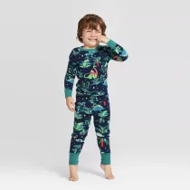 Toddler Kids Boys and Girls Christmas Pajamas Jurassic Dinosaurs Santa Claus Sets