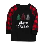 Toddler Kids Boys and Girls Christmas Pajamas Sets Plaids Trees Top and Red Plaid Pants