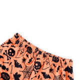 Toddler Kids Boys and Girls Christmas Pajamas Sets Pumpkin Black Bat Luminous Effect Tops and Bat Pants