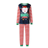 Toddler Kids Boys and Girls Christmas Pajamas Sets Navy Santa Claus Squad Snow Top and Red Stripes Pants