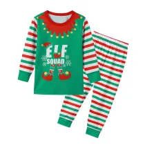 Toddler Kids Boys and Girls Christmas Pajamas Sets Green ELF SQUAD Top and Red Stripes Pants