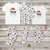 Toddler Kids Boys and Girls Christmas Pajamas Sets White Santa Claus Short Top and Deers Pants