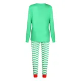 Christmas Family Matching Sleepwear Pajamas Green What ELF Christmas Hat Top and Green Stripes Pants