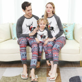 Toddler Kids Boys and Girls Christmas Pajamas Sets Deers Top and Grey Deers Trees Pants